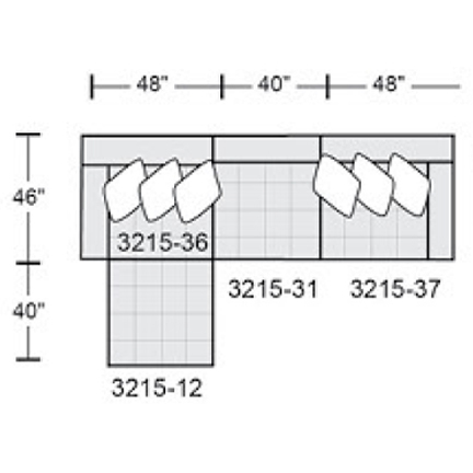 Layout A: Four Piece Sectional 86" x 136"