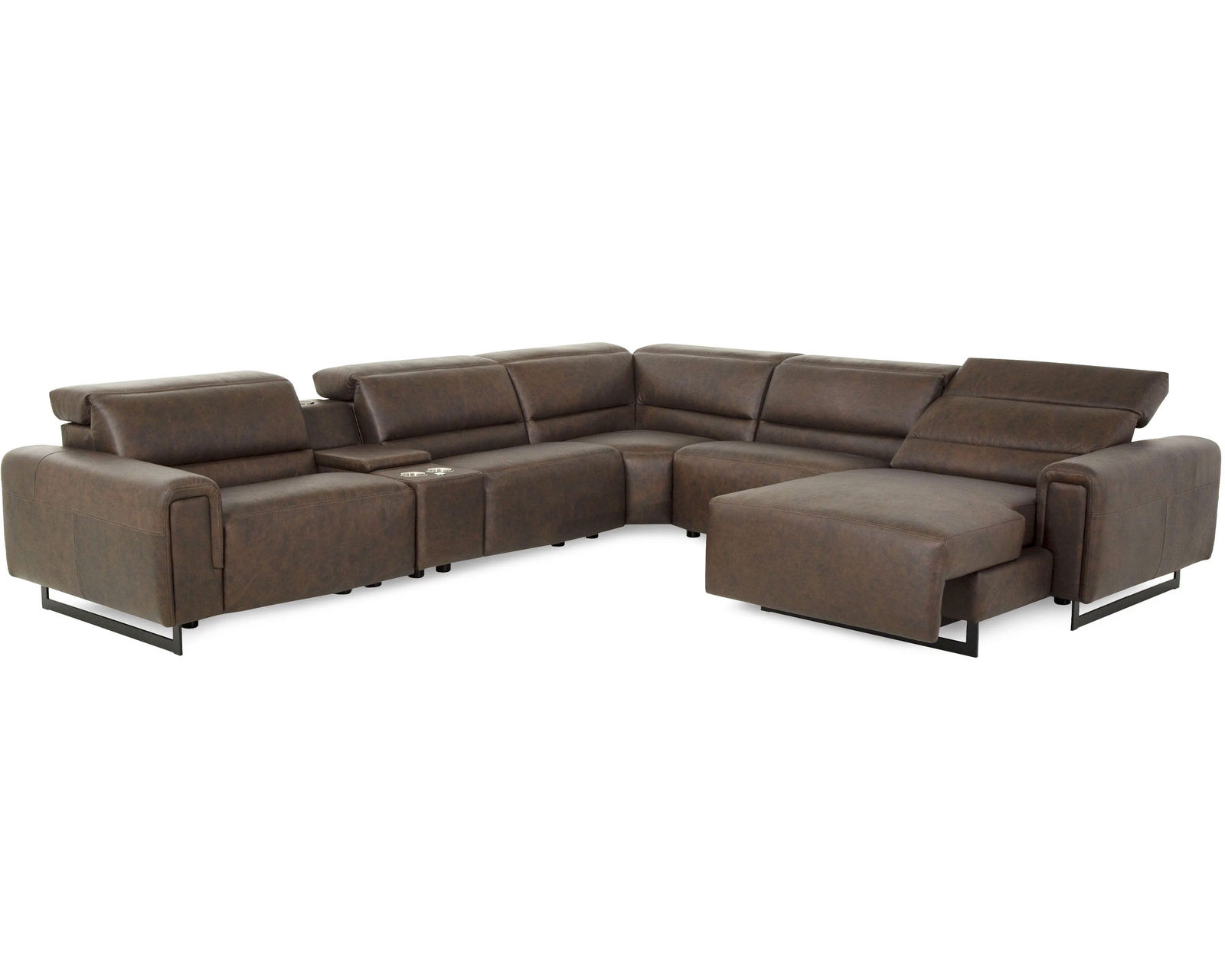 Armina 44010 Power Headrest Power Reclining Sectional (+100 leathers) - Layout A: Six Piece Chaise Reclining Sectional 136" x 123"
