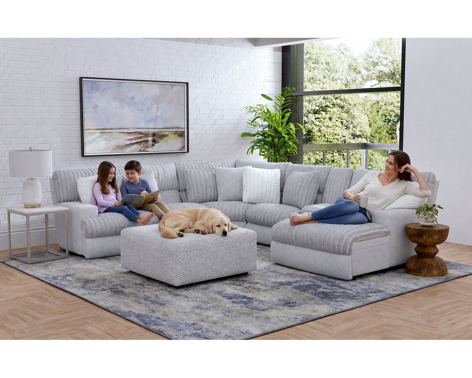 Abraxas Two Tone Modular Reclining Sectional (includes pillows)