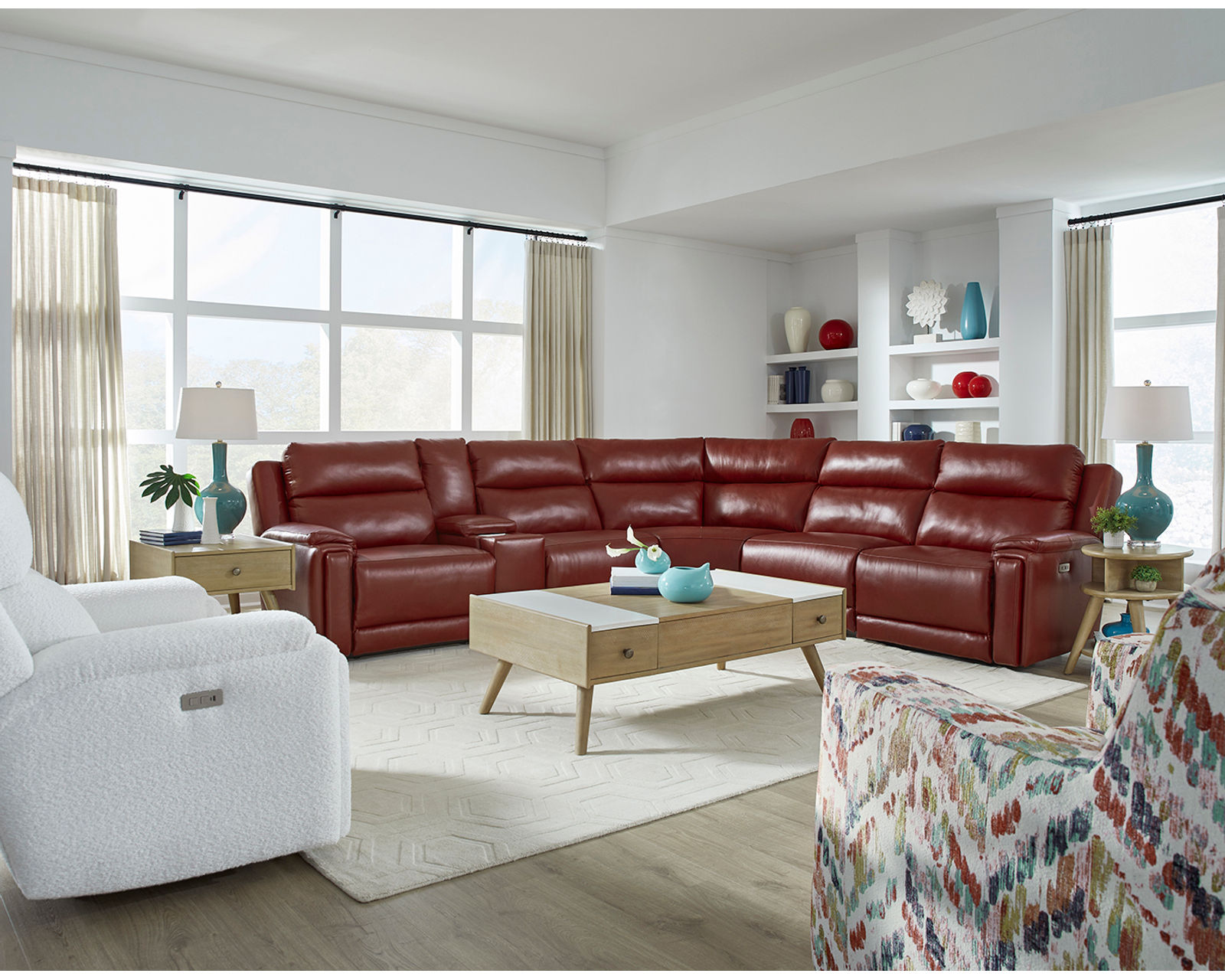 Country Club 238 Zero Gravity Power Reclining Sectional (+140 colors) - Layout C: Six Piece Reclining Sectional 123" x 136" (two recliners) 
