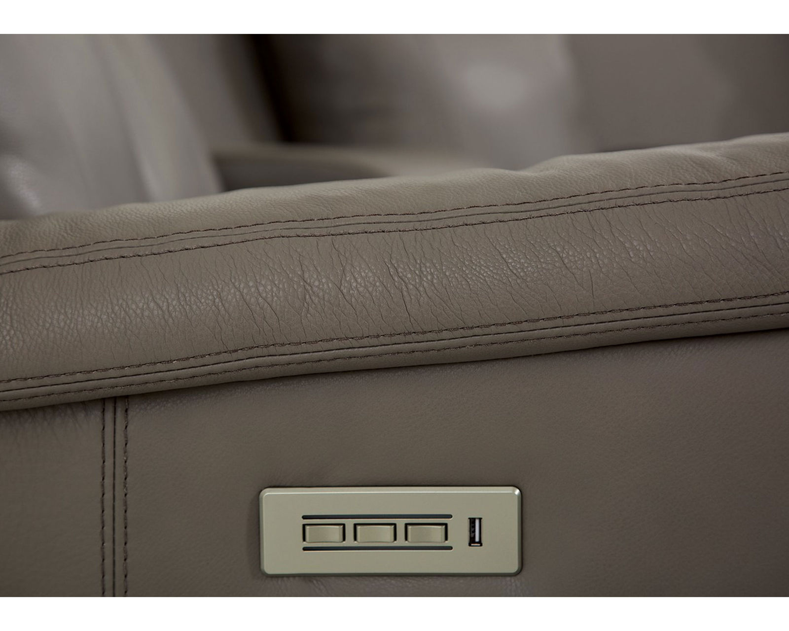 Asher 41065 Power Headrest Power Reclining Sectional (+50 fabrics) - Three Reclining buttons allow independent control over the power headrest and power recline and optional power lumbar.  Includes USB Charging Port