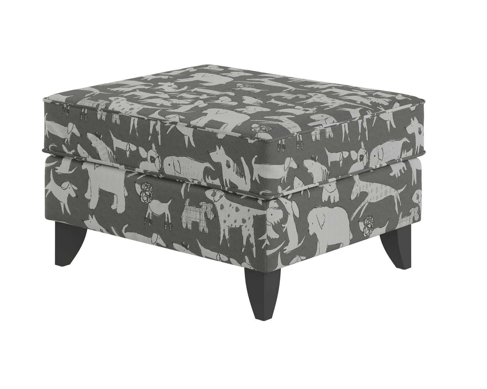 Popstitch Shell Three Piece Stationary Sectional (performance fabric) 122" x 122" - Doggie Graphite 25" x 30" Ottoman 243  (performance fabric)