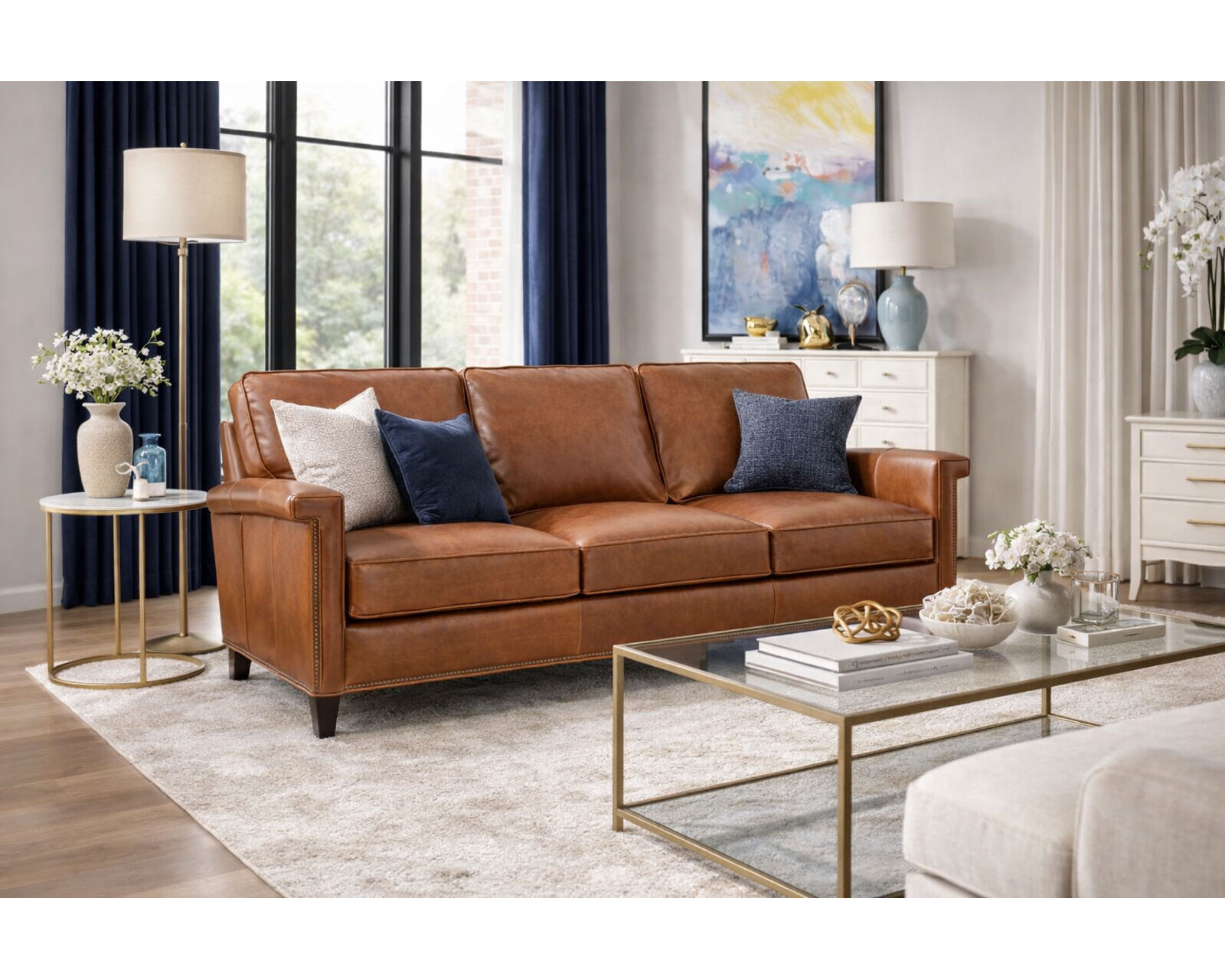Bradington Young Mallory 774 Sofa (12 leathers) 8-Way Hand Tie - Mallory Stationary 88" Sofa 8-Way Hand Tie