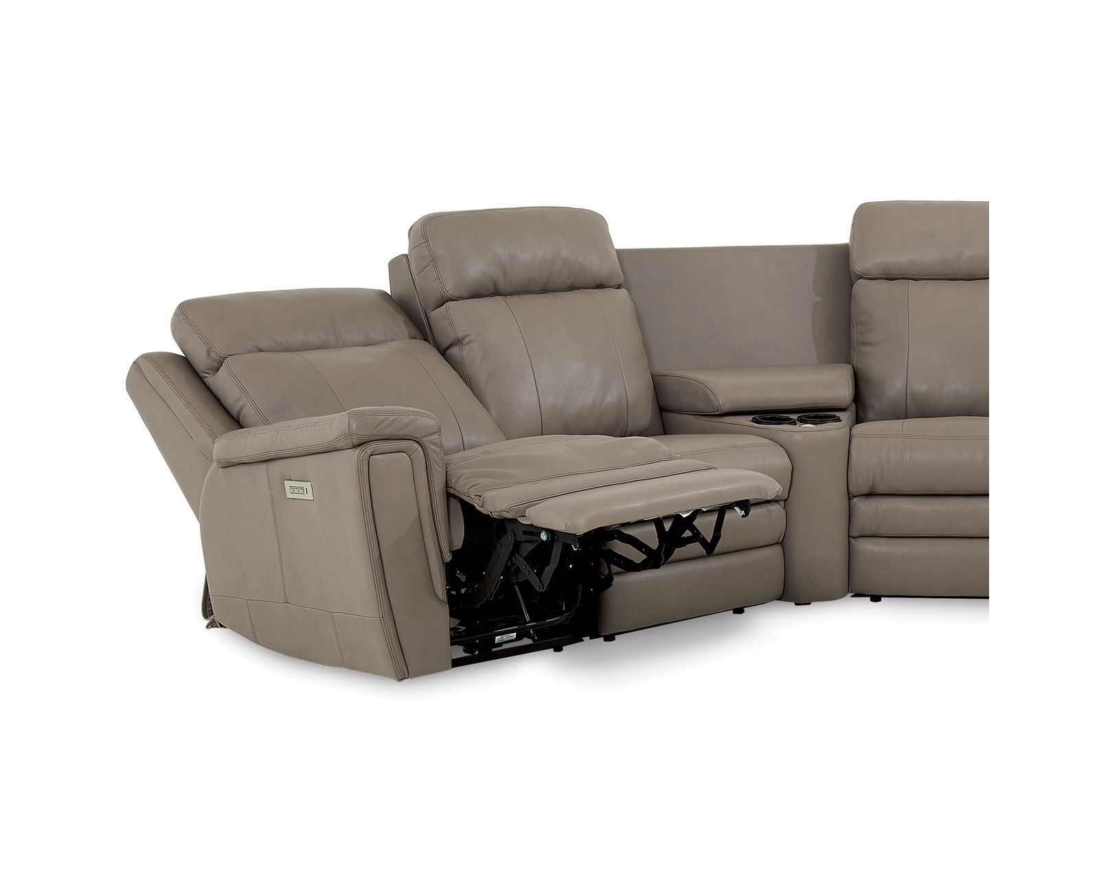 Asher 41065 Power Headrest Power Reclining Sectional (+50 fabrics) - Three Reclining buttons allow independent control over the power headrest and power recline and optional power lumbar.  Includes USB Charging Port