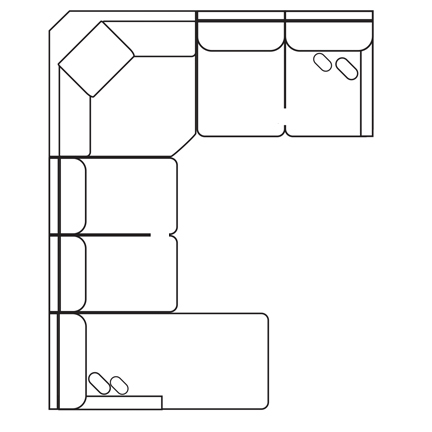 Layout F: Four Piece Sectional 130" x 105"