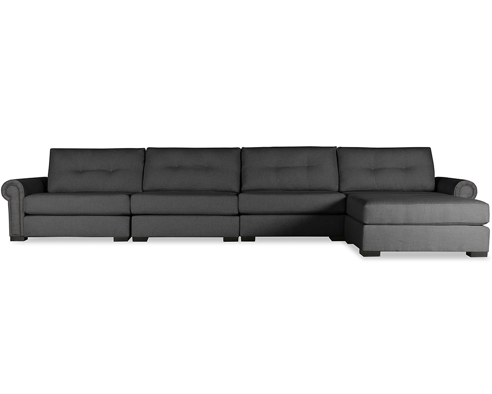 Sylviane Buttoned 5 Pieces Modular Sectional w/ Chaise Left or Right (3 Colors Available) - Sylviane 5 Pieces Modular Sectional w/ Chaise Left or Right Charcoal