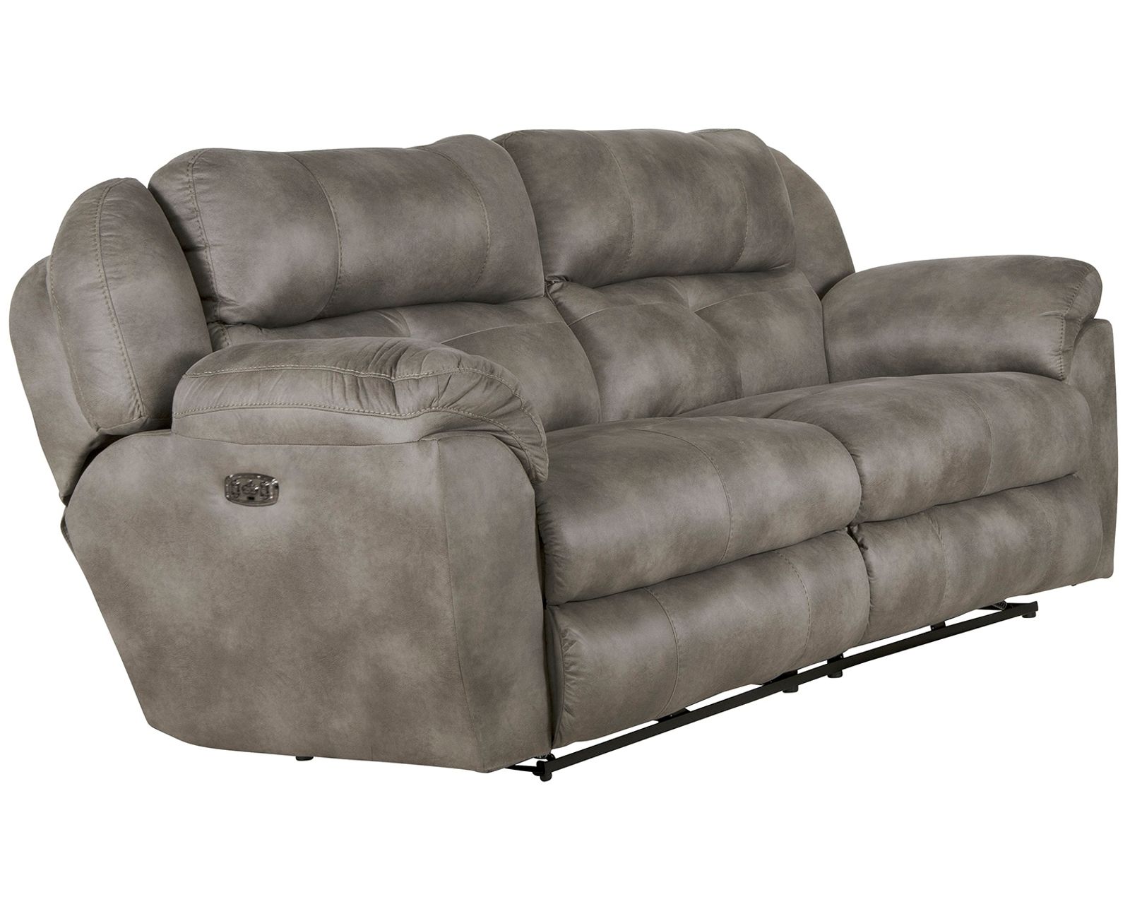 Ferrington 90" Lay Flay Power Headrest Reclining Sofa (2 colors)  - Shown in Leather Like Fabric Steel