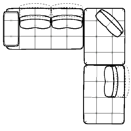 Layout E: Four Piece Sectional 133" x 127"