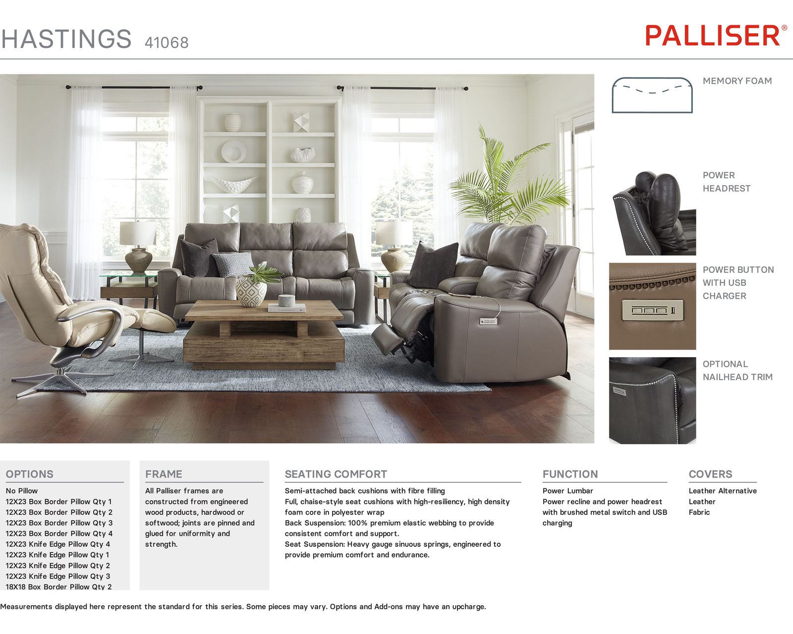 Hastings 41068 Power Headrest Power Reclining Sectional (+50 fabrics) - Hasting Collection