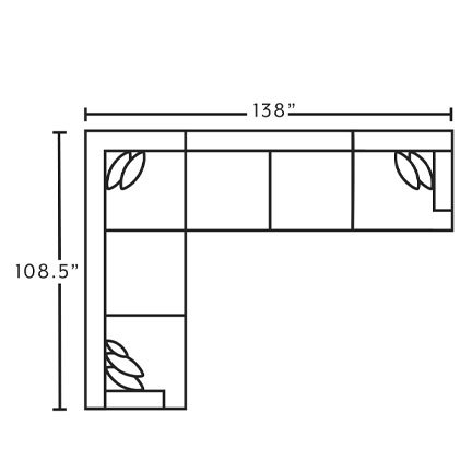 Layout I: Four Piece Sectional 108.5" x 138"