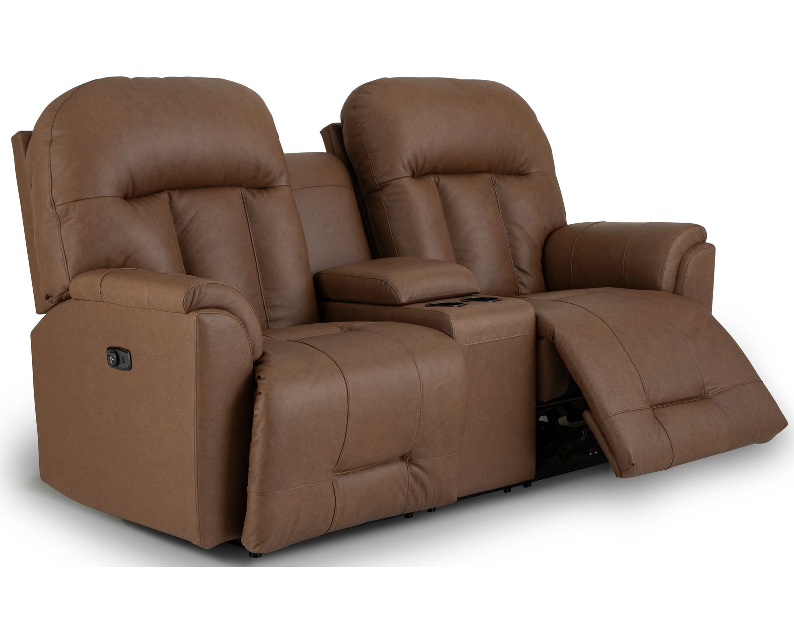 Suitably 88" Double Reclining Leather Sofa (+46 leathers) - Suitably Leather Double Reclining Console Loveseat