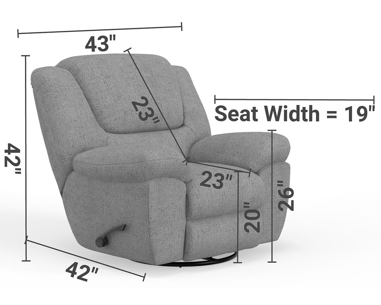 Trifecta 165 Triple Reclining Sofa with Drop Down Table (+2 colors) 90" - Dimension Trifecta Swivel Recliner