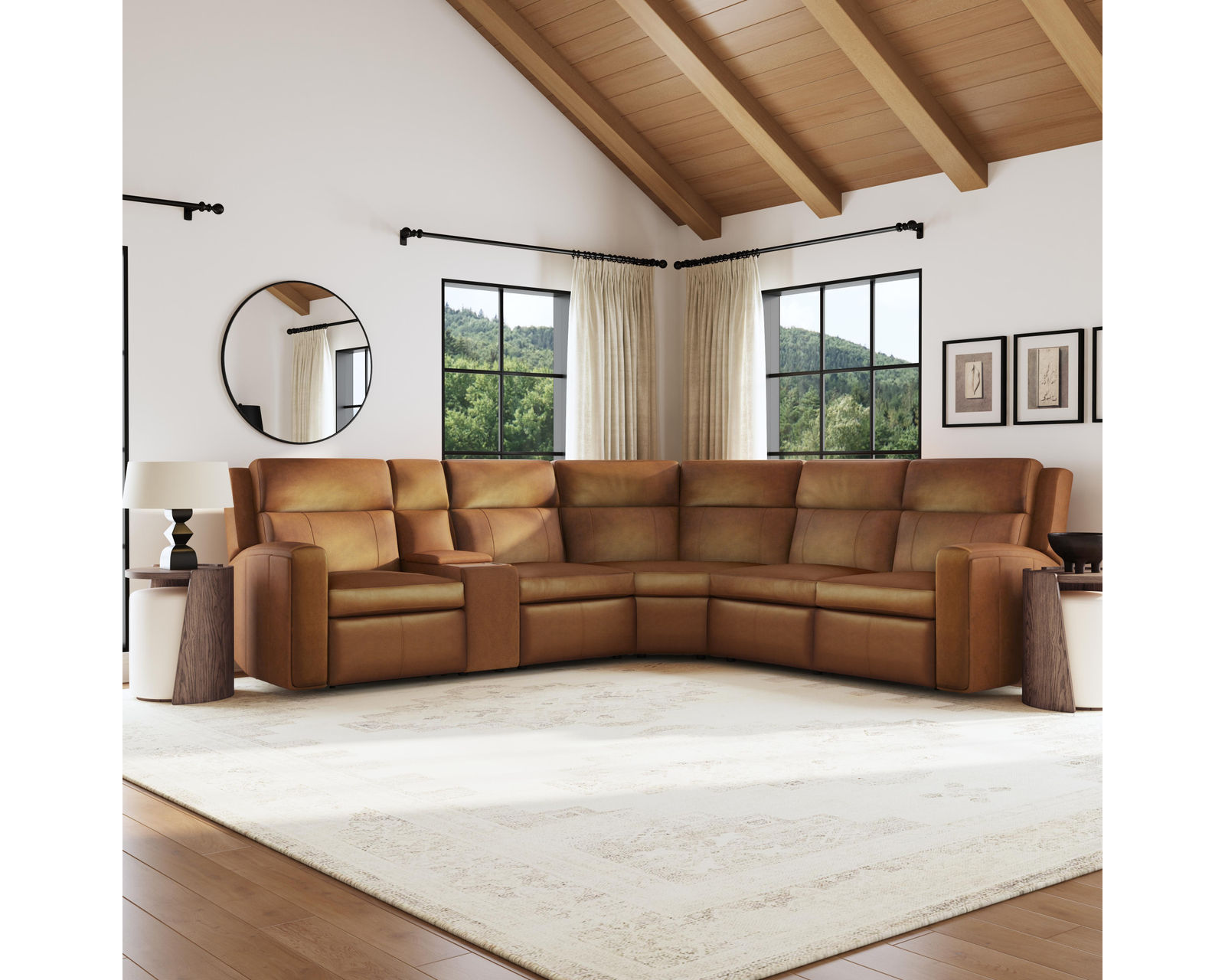 Wyatt 1596 Triple Power Reclining Sectional 705-72 (2 colors) in stock - Includes Power Headrest, Power Lumbar, Power Recline with Zero Gravity