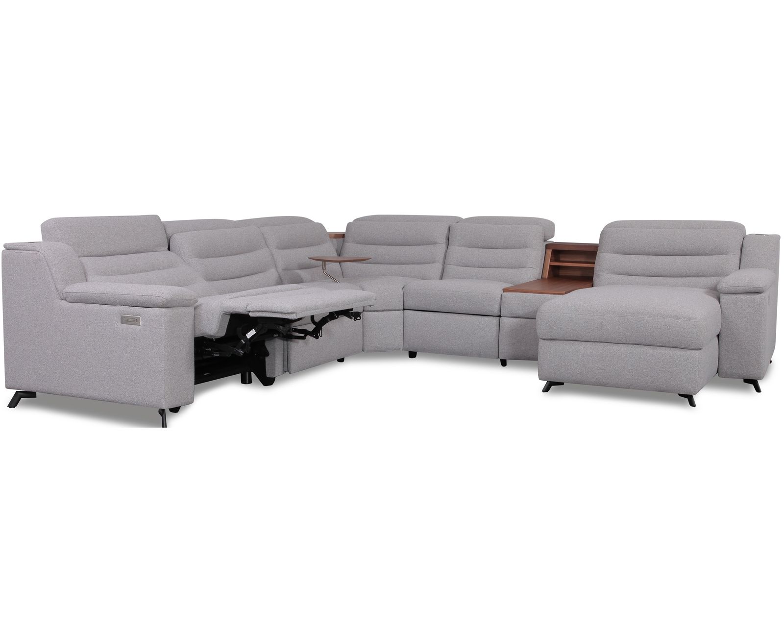 Lotus 44012 Reclining Sectional (+200 colors) - Layout C: Five Piece Chaise Reclining Sectional 127" x 134"