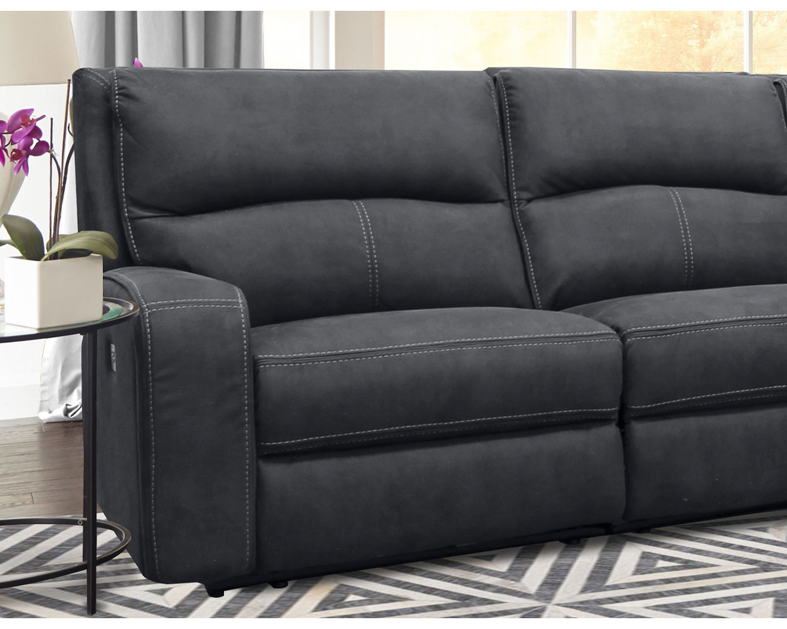 Polaris Power Headrest Power Reclining Sectional Slate (In stock - Fast shipping)