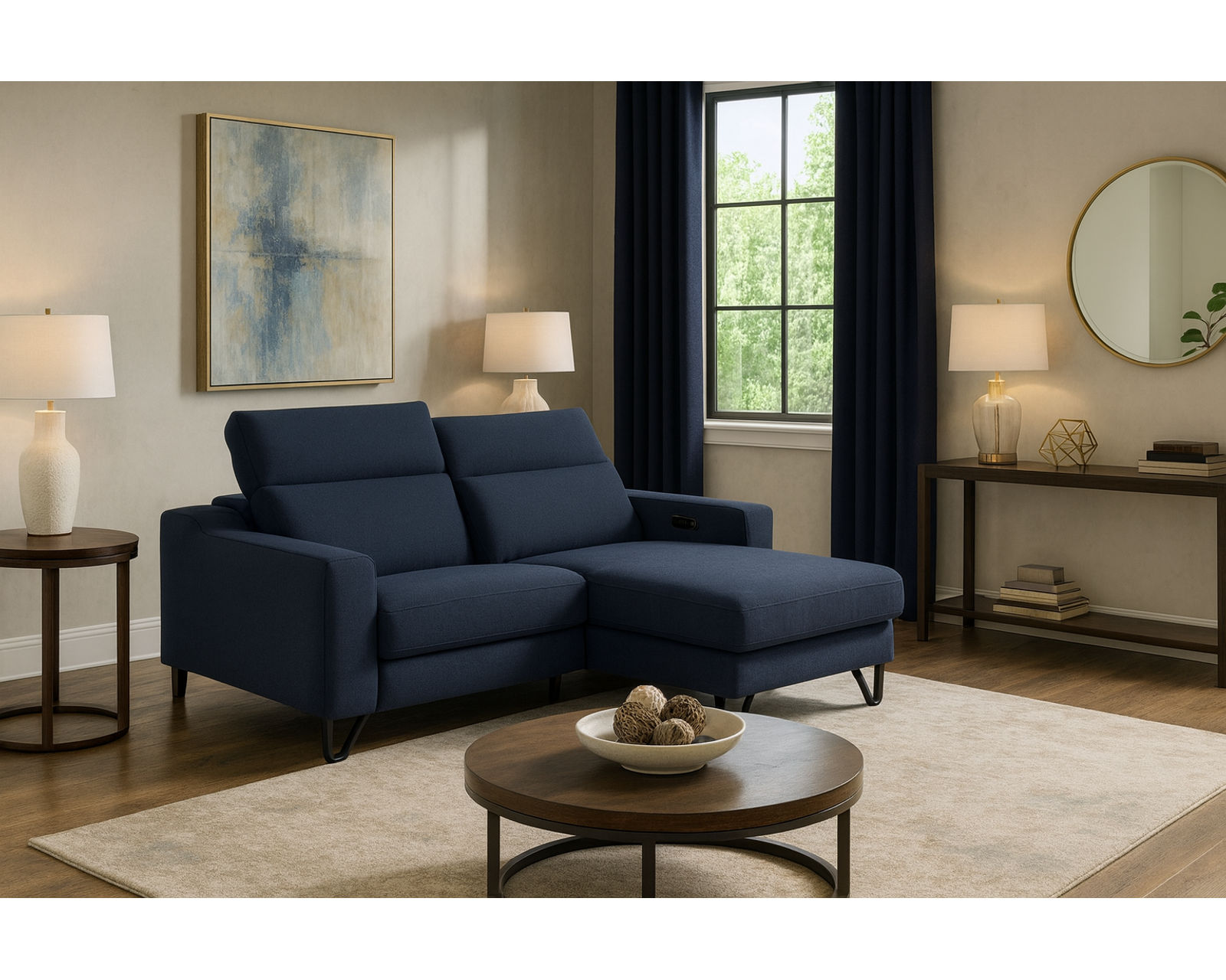 Tabor 44003 Power Headrest Power Reclining Chaise Sectional (+50 fabrics)