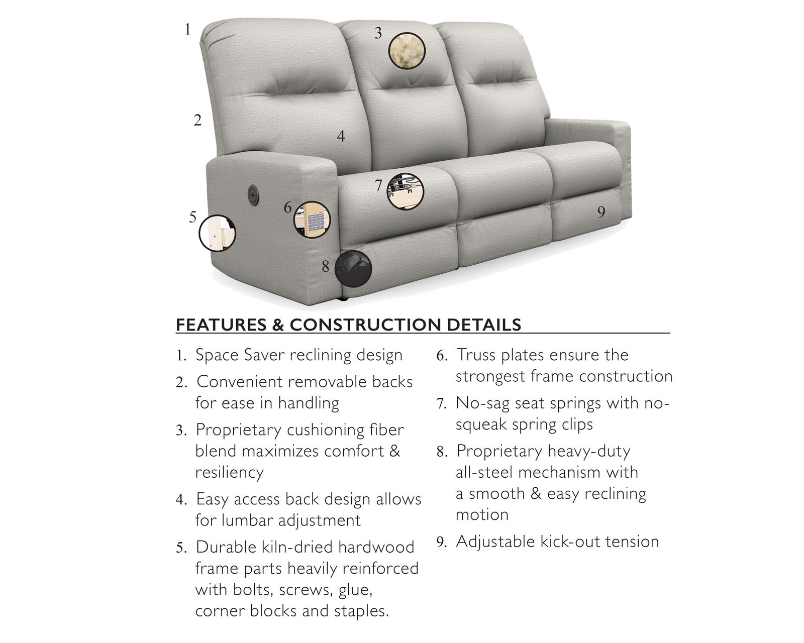 Unity Reclining Sectional (+100 fabrics) - Premium Quality starts on the Inside