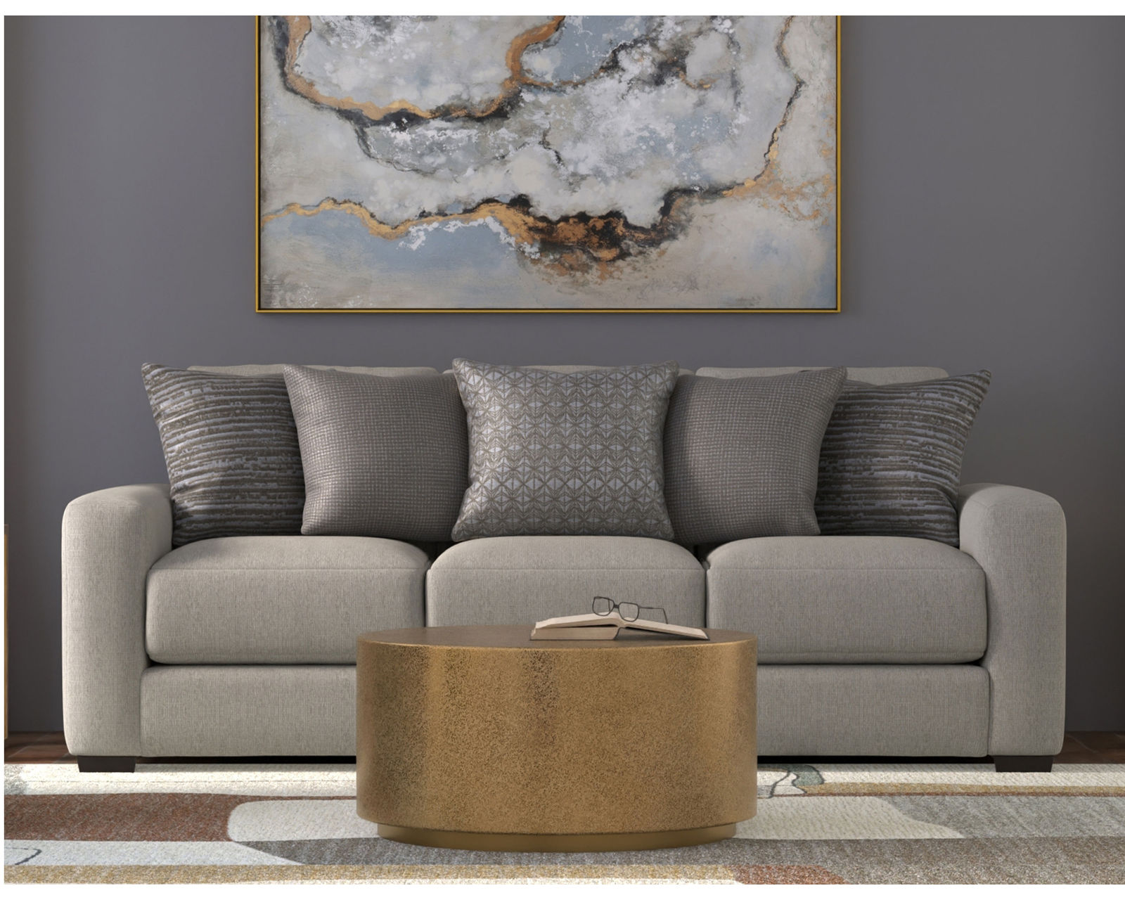 Hyde Park 94" Stationary Sofa (2 colors) includes pillows - Hyde Park Sofa in Stone