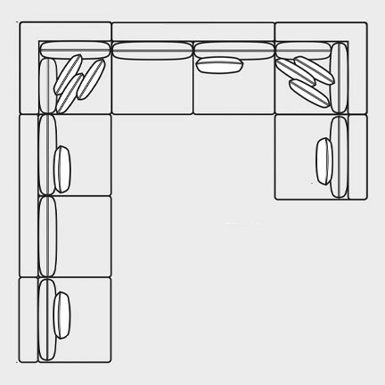 Layout R: Six Piece Sectional 146" x 150" x 74"