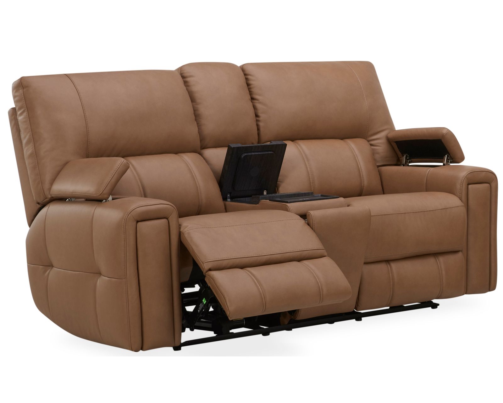 Hudson 463 - Triple Power Zero Gravity Reclining Sofa with Powered Drop Down Table (91") +2 leathers - IN STOCK - Hudson Zero Gravity Triple Power Reclining Console Loveseat with Wireless Charging and Refrigerator