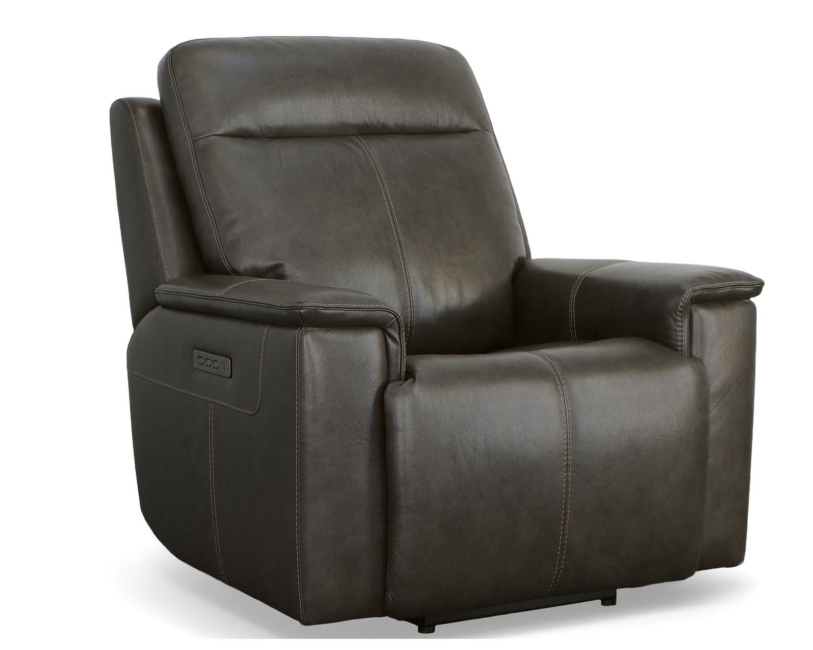 Odell Power Reclining Loveseat with Console, Power Headrests & Lumbar(Dark gray leather) in stock - Odell Power Recliner with Power Headrest & Lumbar