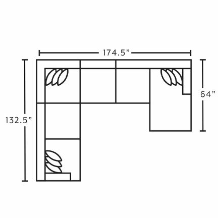 Layout D: Four Piece Sectional 132.5" x 174.5" x 64"