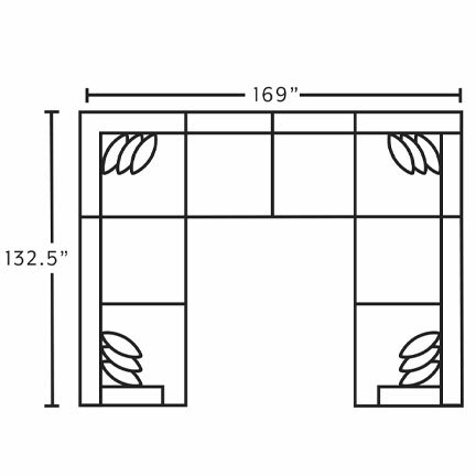 Layout F: Six Piece Sectional 132.5" x 169" x 132.5"