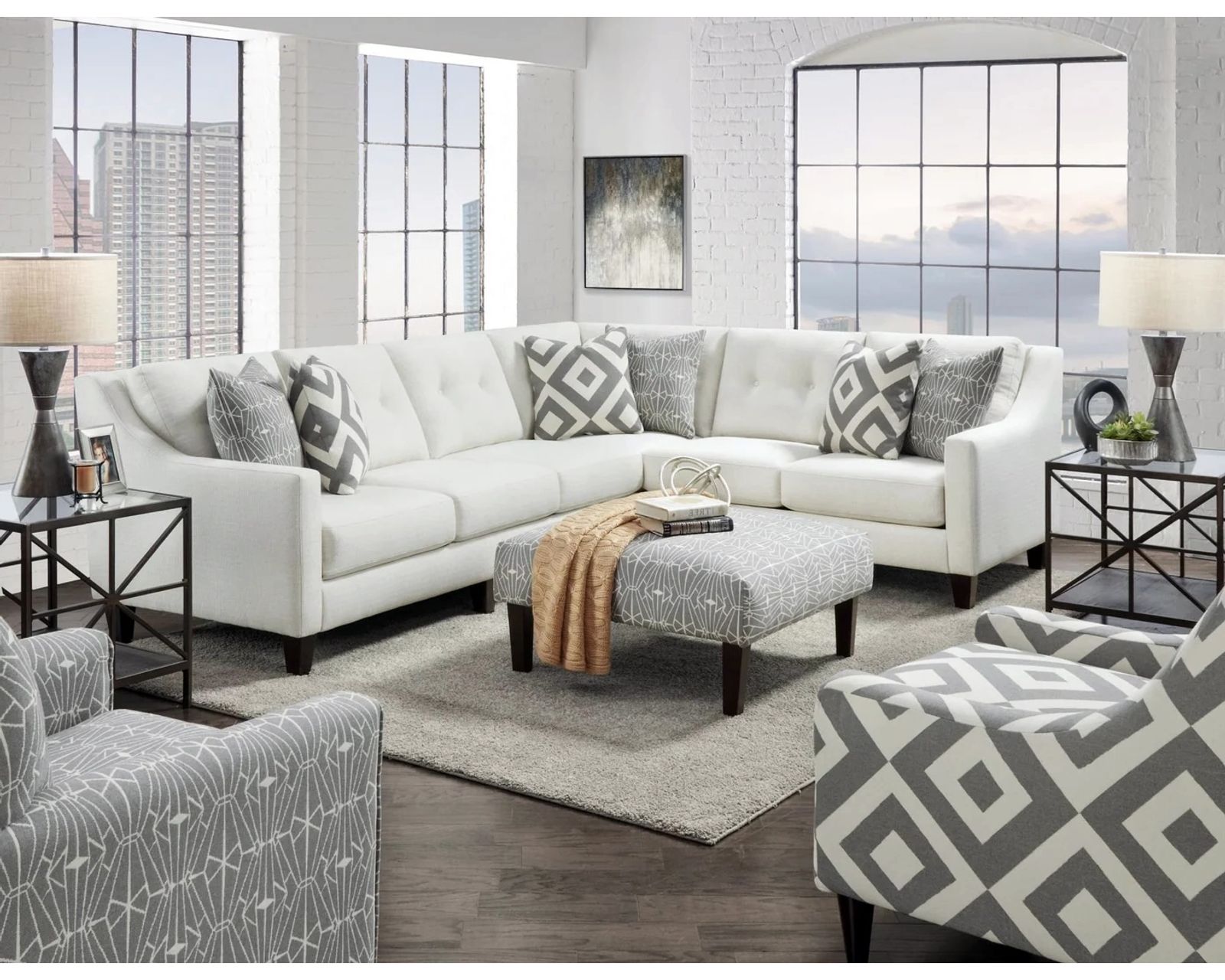 Sugarshack Glacier Three Piece Sectional (Performance fabric) 138" x 123" - Sugarshack Glacier Two Piece Sectional (Performance fabric) 138" x 123"