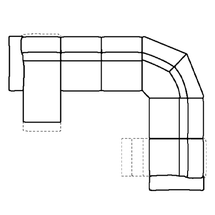 Layout H: Six Piece Sectional (2 recliners) 63" x 145" x 115" 