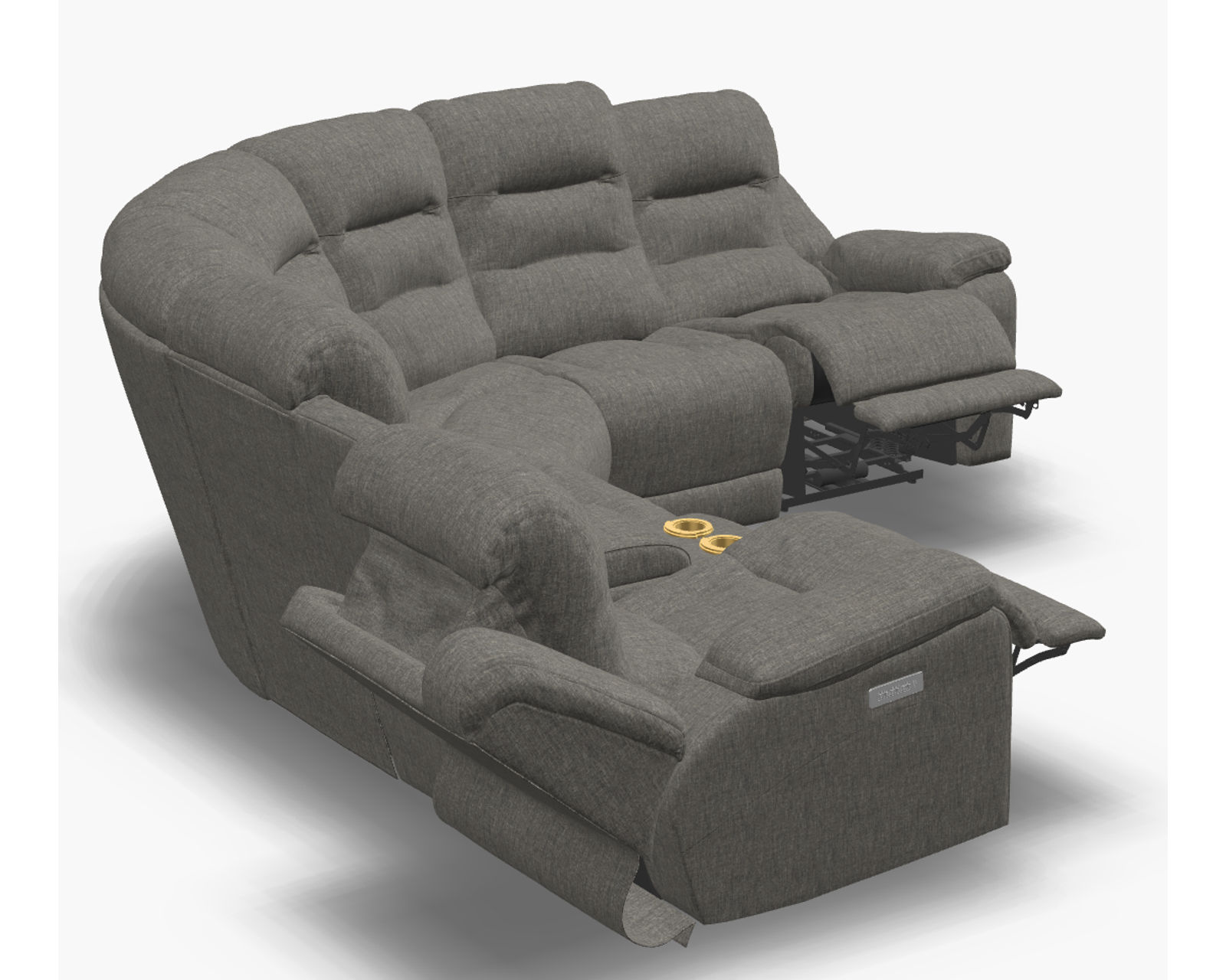 Leighton 41063 Power Headrest Power Reclining Sectional (+50 fabrics) - Layout A: Six Piece Sectional 123" x 110" (2 recliners)