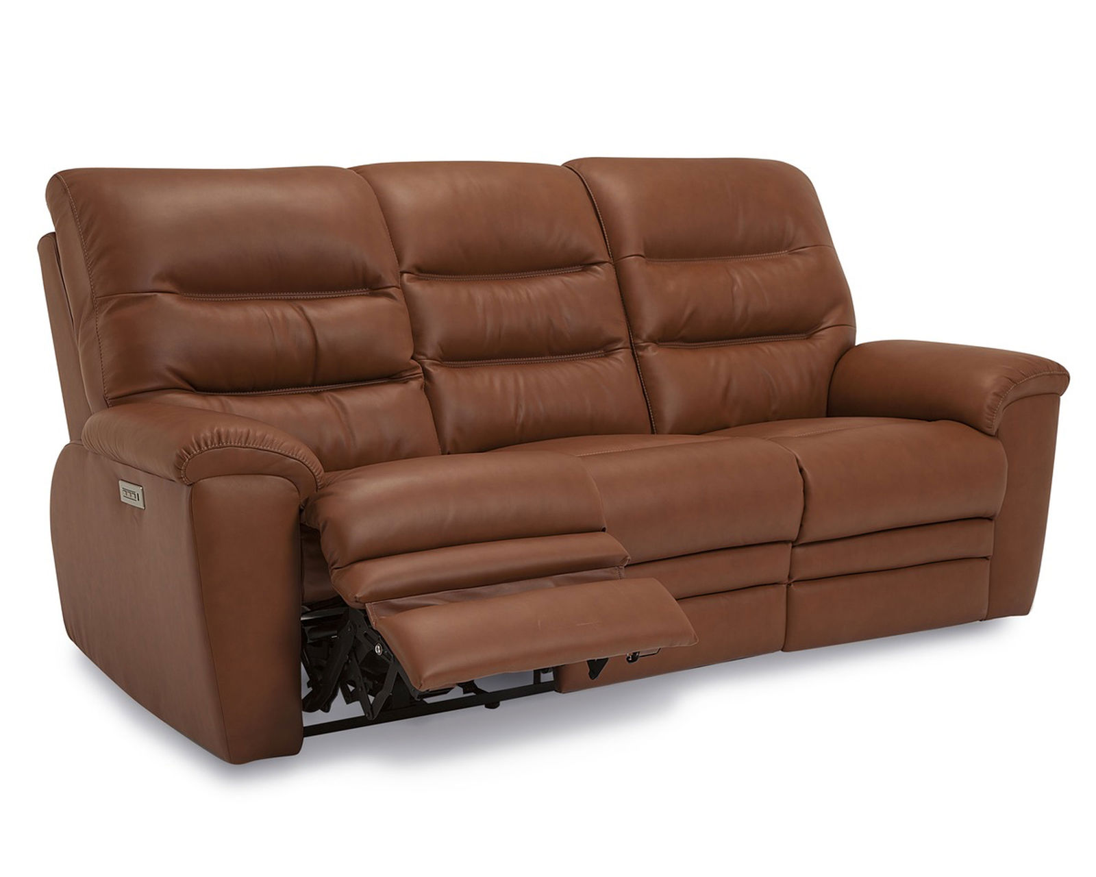 Keiran 41500 Power Power Headrest Power Reclining Sofa (88") +100 leathers - A triple-bolstered back brings a structured drama to the look.