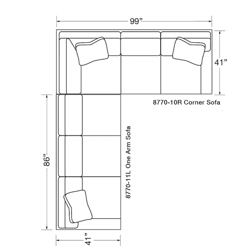 Layout D: Two Piece Sectional (127" x 99")
