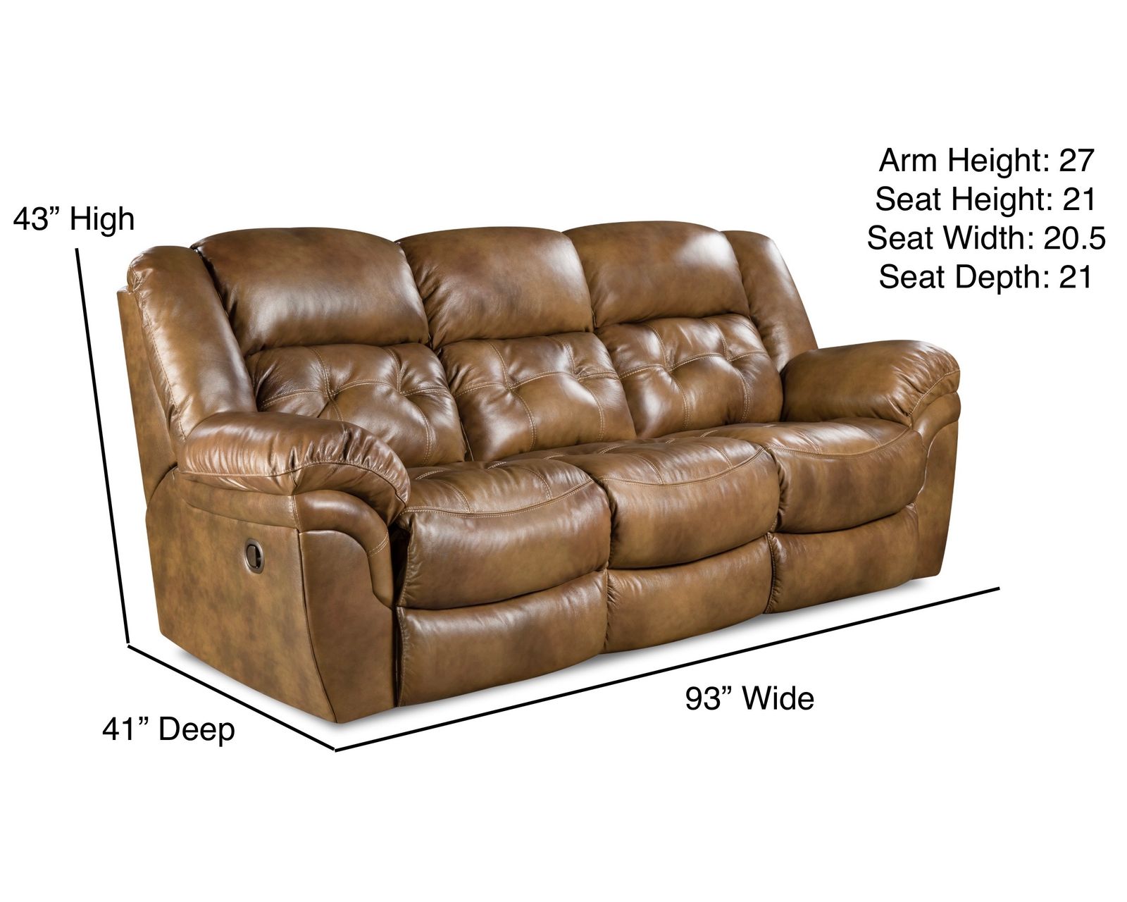 Denver 81" Reclining Console Loveseat Brown (In stock) - Denver Double Reclining Sofa