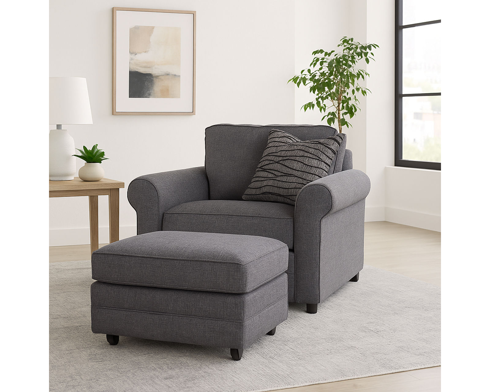 Edgeworth 86" Sofa (+69 fabrics) - Edgeworth Lounge Chair and Ottoman