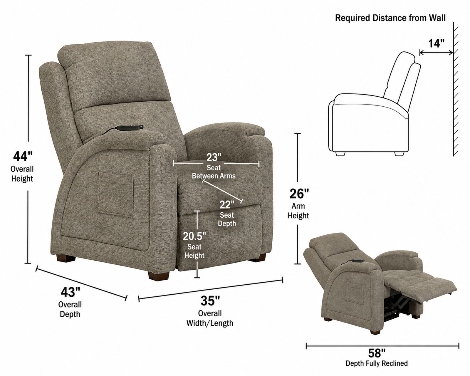 Nirvana Power Headrest Power Lay Flat Recliner with Lumbar, Dual Motor & Zero Gravity Advanced Wellness Comfort Therapeutic Massage & Nanobionic Performance Fabric (2 colors) - Zero Gravity Meets Deep-Tissue Relaxation.