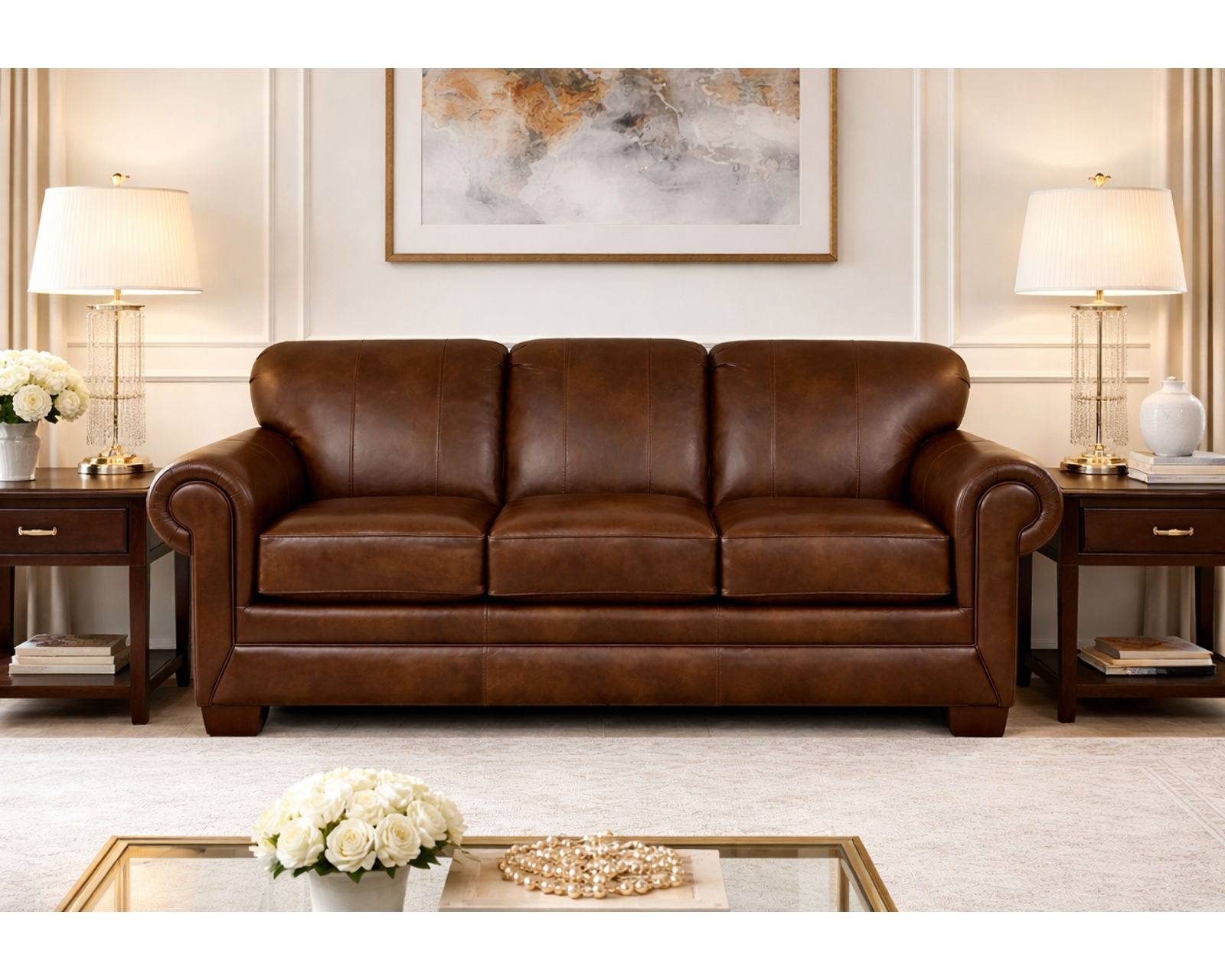 Monroe 87" Leather Sofa  (+29 Top-Grain Leathers) - Monroe 87" Leather Sofa