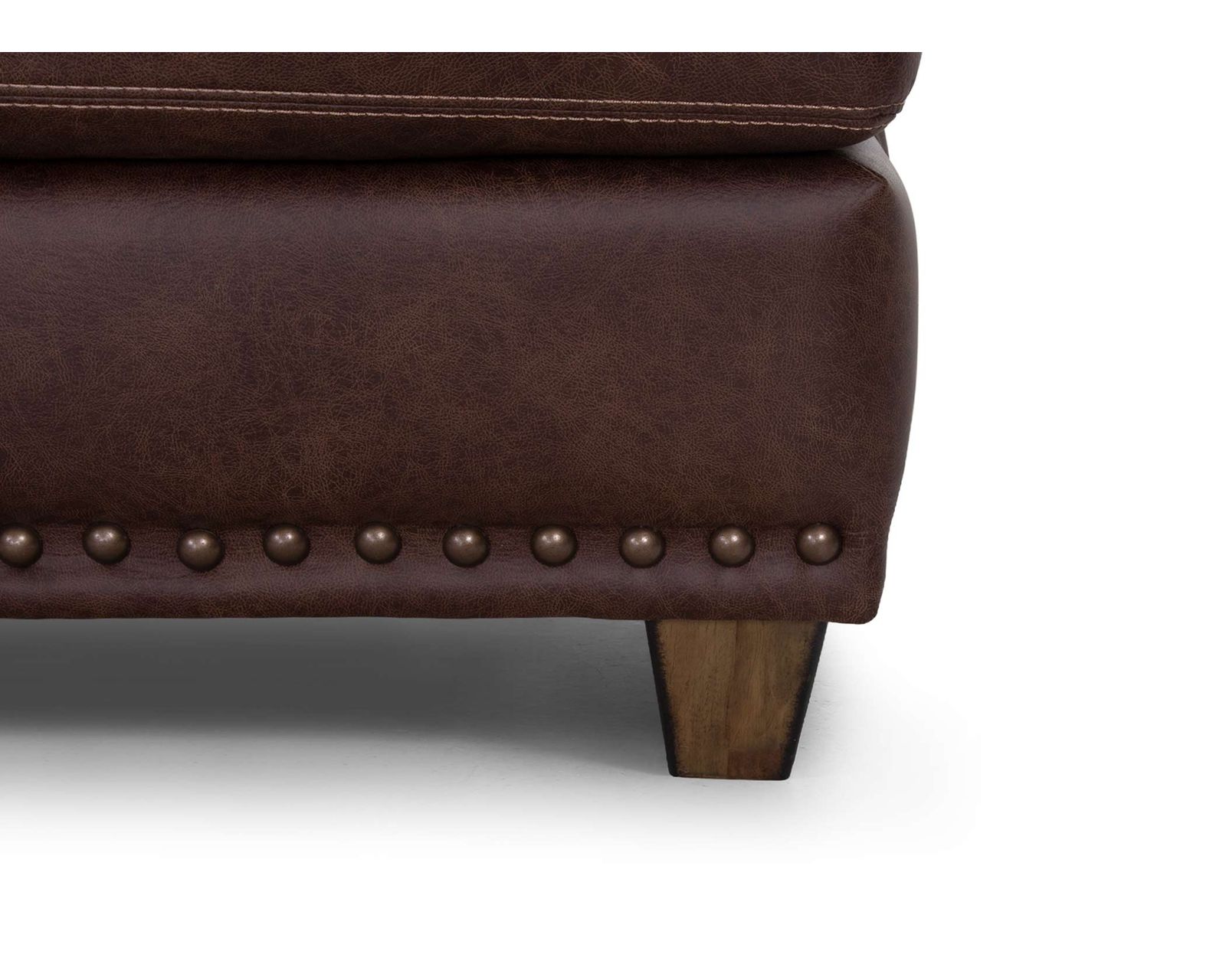 Dayton 93" Leather-Look Fabric Sofa (Rugged Character. Sink-In Comfort. Timeless Style) - Nailhead Trim with Tapered Solid Wood Legs