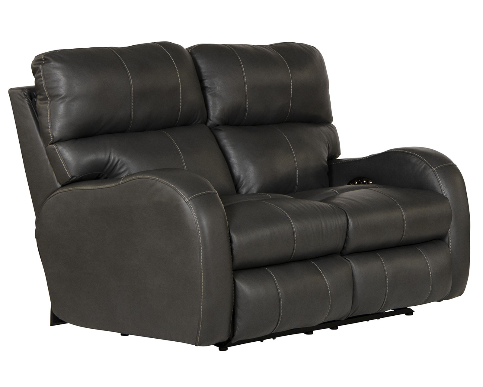 Angelo 83" Lay Flat Power Headrest Power Reclining Leather Sofa (2 colors) - Shown in Italian Leather Color Gunmetal