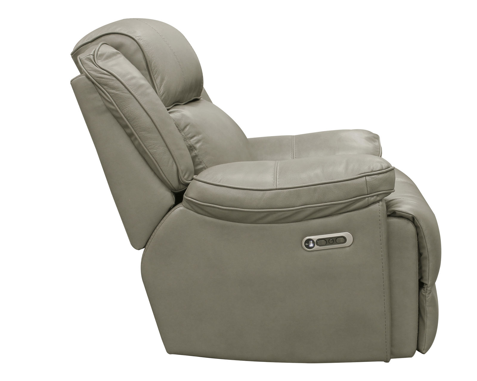 Eclipse 86" Leather Power Headrest Power Reclining Sofa Heron (In stock - Fast Shipping) - Includes Power Headrest with Power Recline