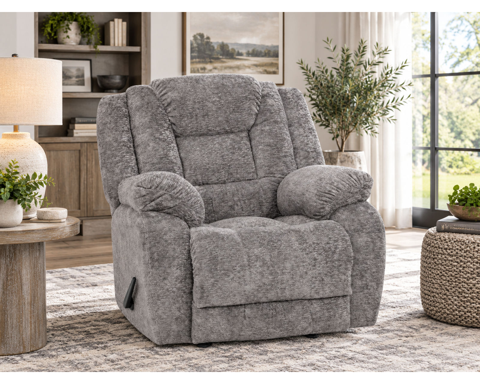 Hayworth 95" Reclining Sofa Ash (Luxury Comfort Without the Price) - Shown in Durable Polyester Fabric Color Ash