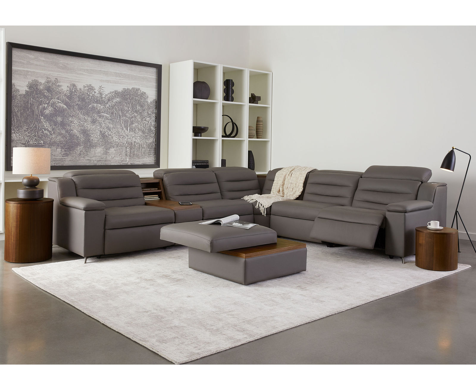 Lotus 44012 Reclining Sectional (+200 colors) - Layout C: Five Piece Reclining Sectional 142" x 127"