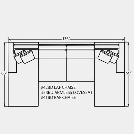 Layout A: Three Piece Sectional 66" x 136" x 66"