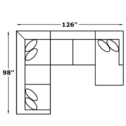 Layout F: Three Piece Sectional 98" x 126"
