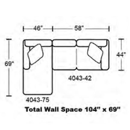 Layout A: Two Piece Sectional 69" x104"
