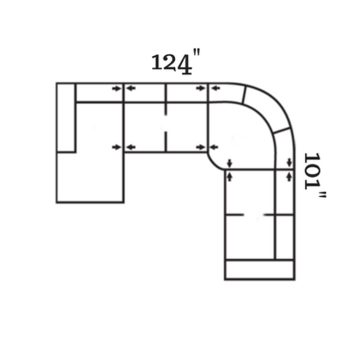 Layout B: Four Piece Sectional 63" x 124" x 101"