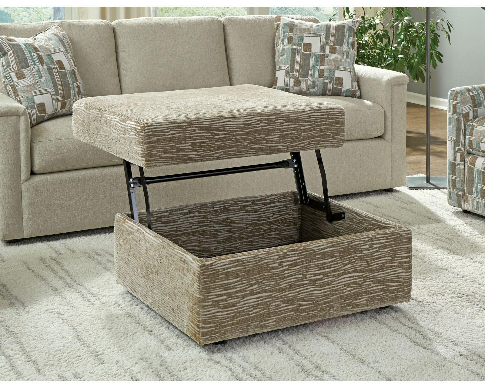 Alameda 7390 Stationary Sectional (+100 performance fabrics) - Alameda Lift Top Storage Ottoman 739002S