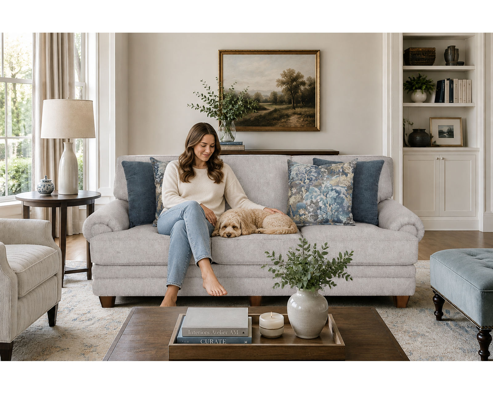 Annisa 101.5" Extra Wide Sofa (Timeless Details. Generous Proportions. Exceptional Comfort) - Shown in a Durable Long Wearing Polyester Fabric Cork