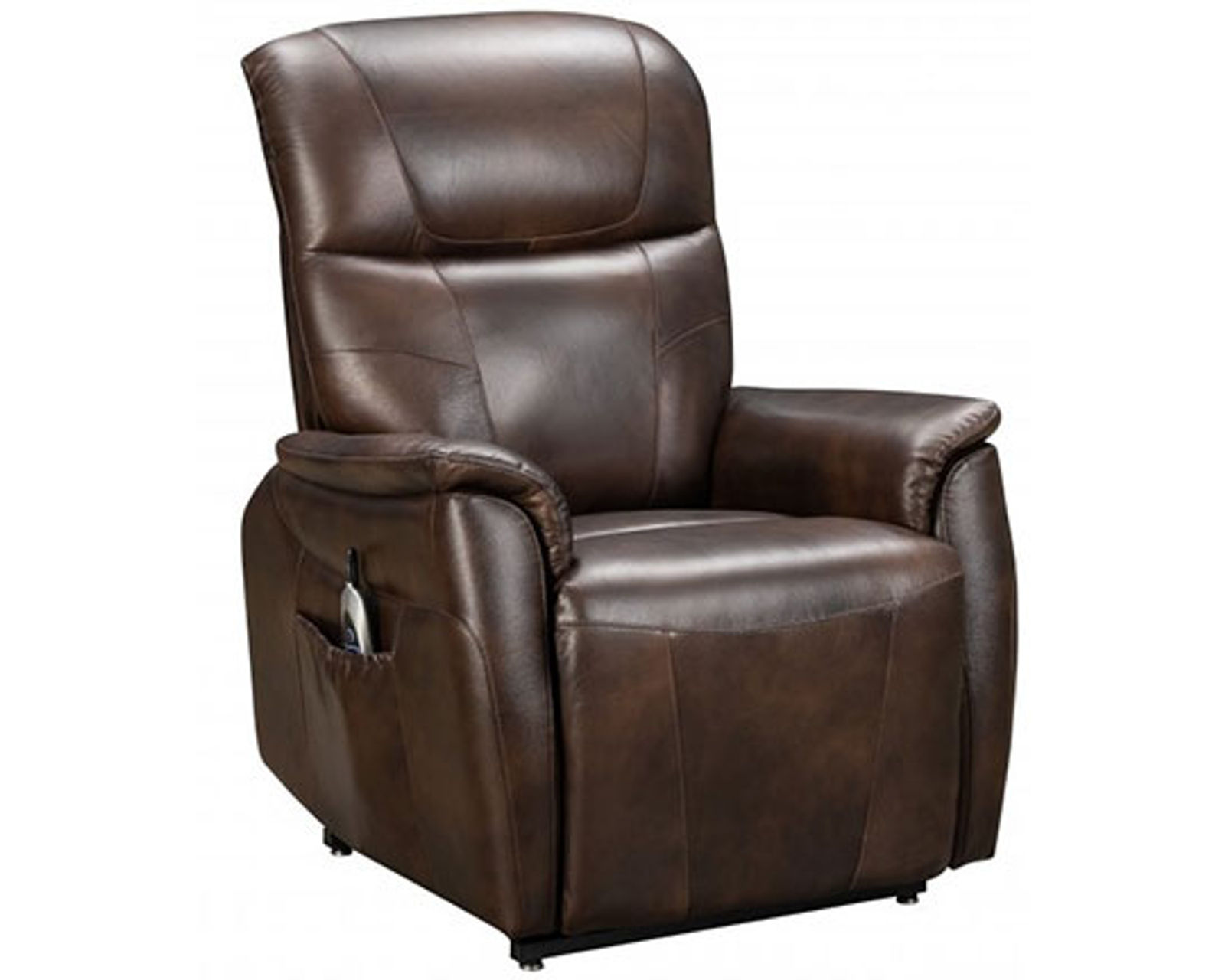 Leighton Power Lift Recliner w/Power Head Rest & Power Lumbar (Cream) 350 lbs. - In stock - Also available in leather color Brown