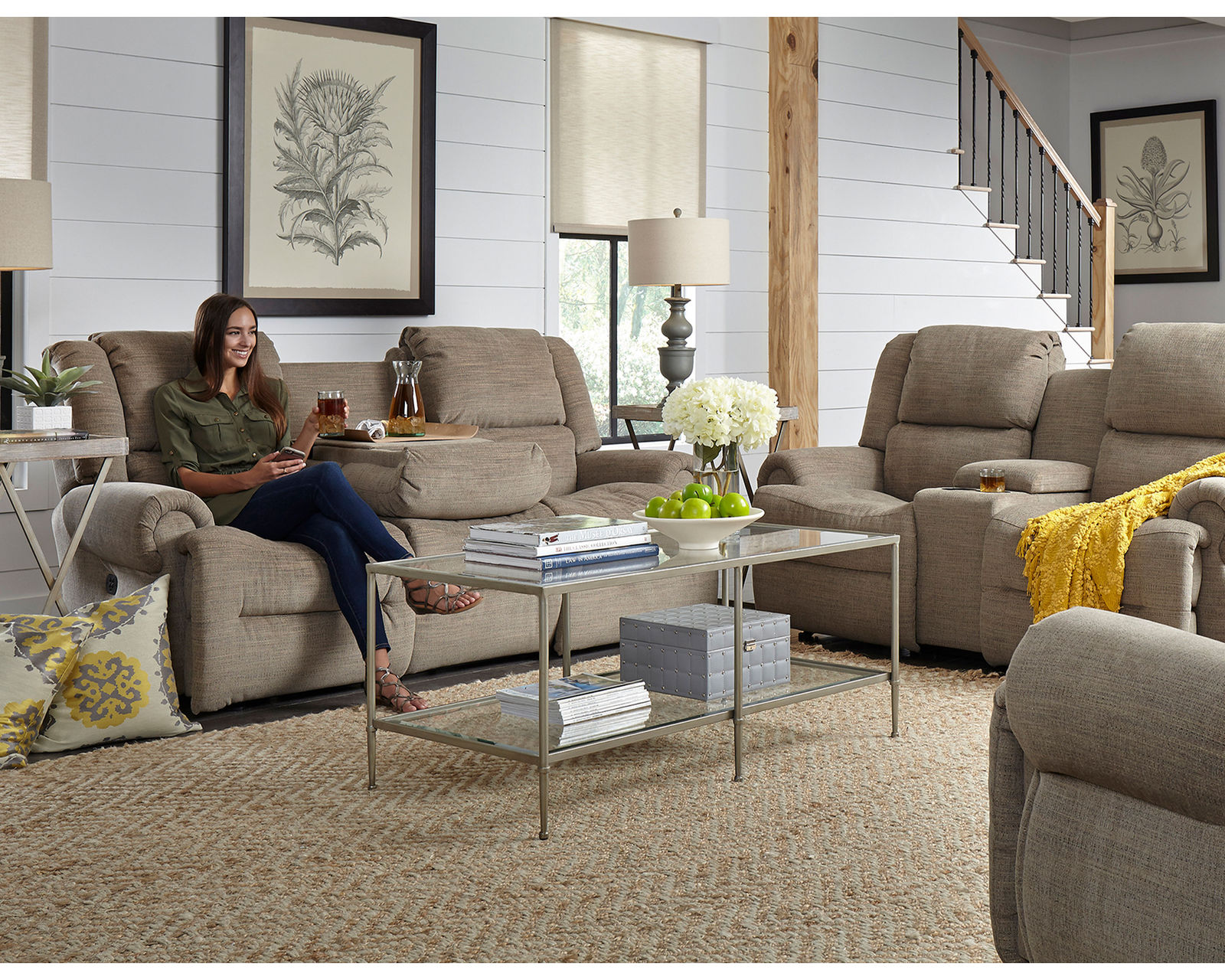 Genet Double Reclining Sofa w/ Dropdown Table (+100 fabrics) 85" - Genet Double Reclining Sofa w/ Dropdown Table