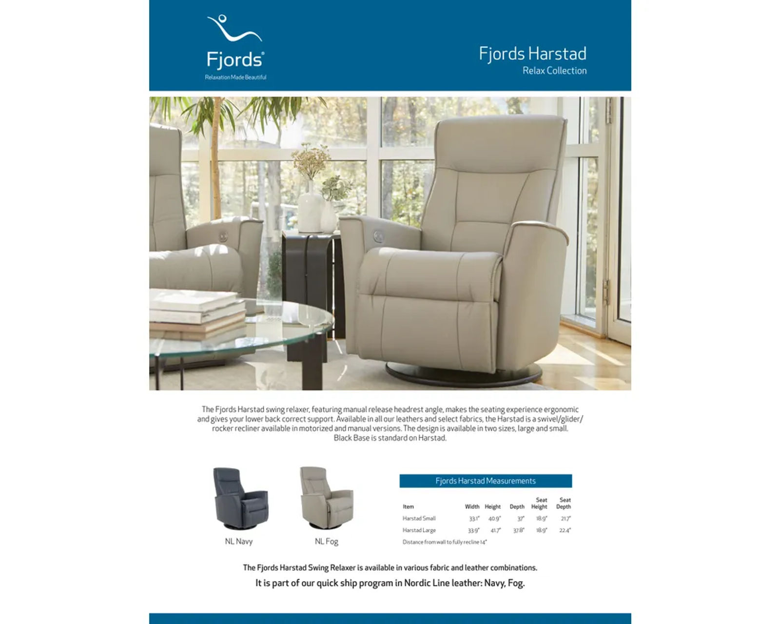 Harstad Swivel Glider Relaxer Recliner Navy (In stock - Fast shipping)